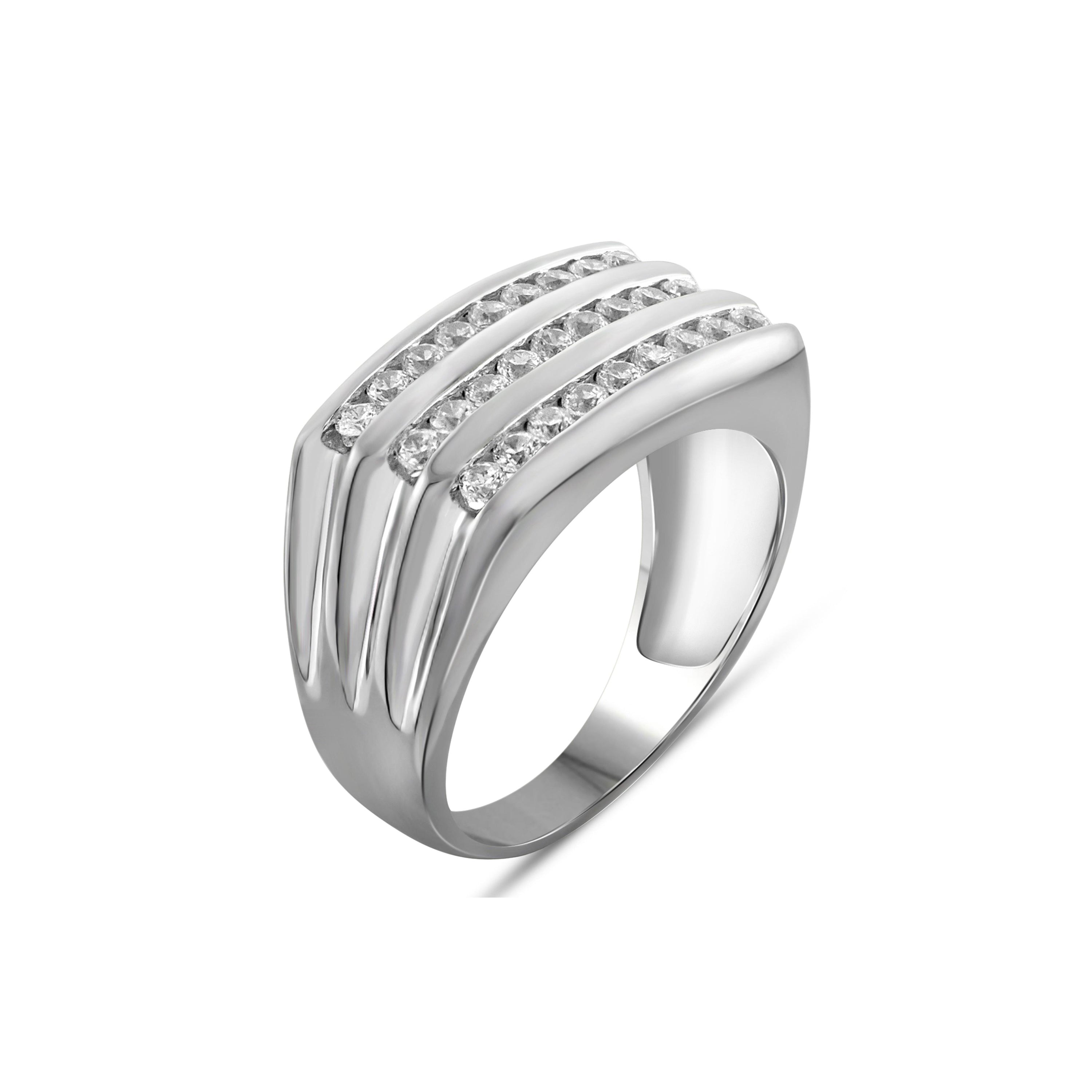 Diamonair Lab Grown Diamond (F/VS+) 1.00 carat Round cut Sterling Silver Men's Ring - Sterling Silver | Gold over Silver