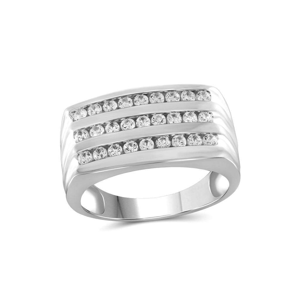 Diamonair Lab Grown Diamond (F/VS+) 1.00 carat Round cut Sterling Silver Men's Ring - Sterling Silver | Gold over Silver