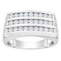 Diamonair Lab Grown Diamond (F/VS+) 1.00 carat Round cut Sterling Silver Men's Ring - Sterling Silver | Gold over Silver