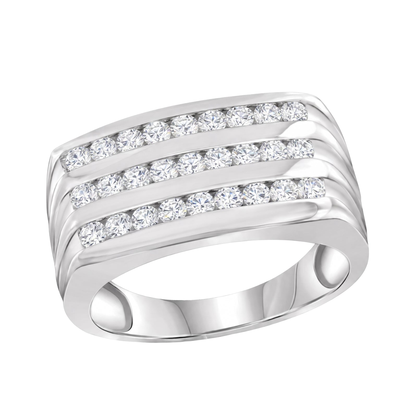 Diamonair Lab Grown Diamond (F/VS+) 1.00 carat Round cut Sterling Silver Men's Ring - Sterling Silver | Gold over Silver