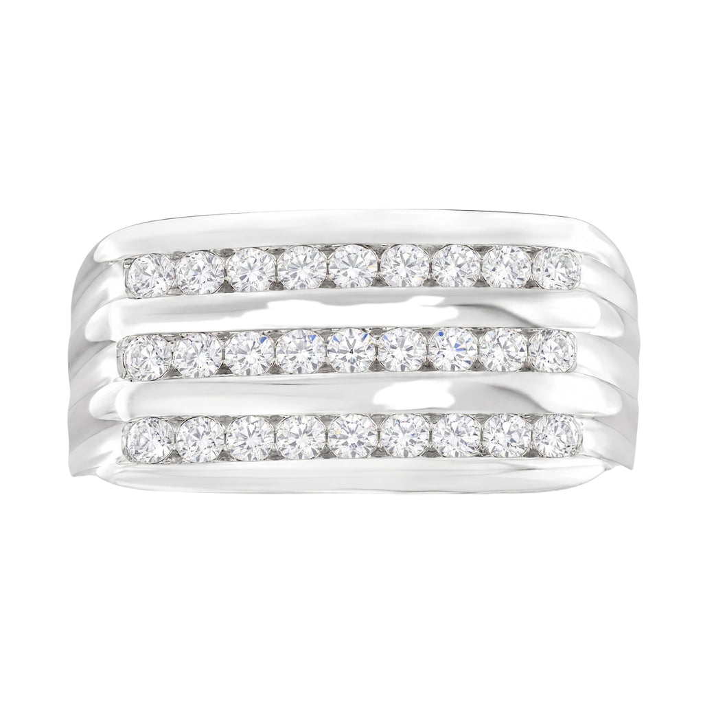 Diamonair Lab Grown Diamond (F/VS+) 1.00 carat Round cut Sterling Silver Men's Ring - Sterling Silver | Gold over Silver