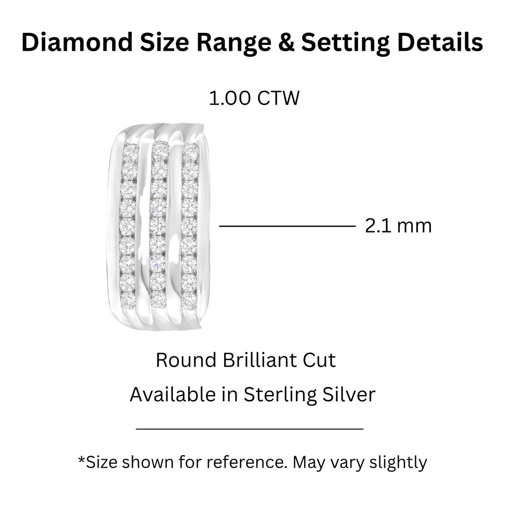 Diamonair Lab Grown Diamond (F/VS+) 1.00 carat Round cut Sterling Silver Men's Ring - Sterling Silver | Gold over Silver