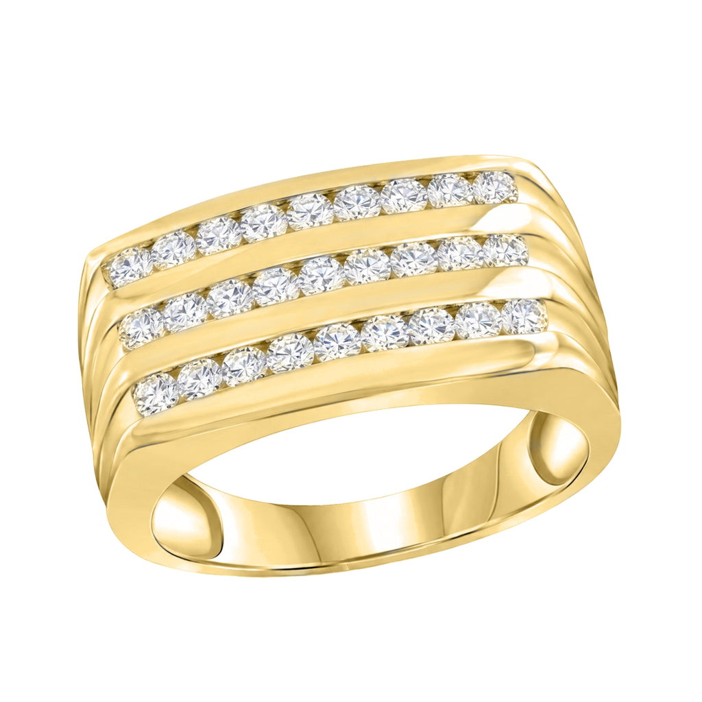 Diamonair Lab Grown Diamond (F/VS+) 1.00 carat Round cut Sterling Silver Men's Ring - Sterling Silver | Gold over Silver
