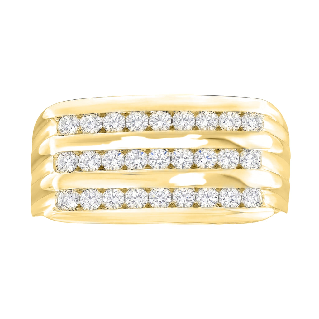 Diamonair Lab Grown Diamond (F/VS+) 1.00 carat Round cut Sterling Silver Men's Ring - Sterling Silver | Gold over Silver