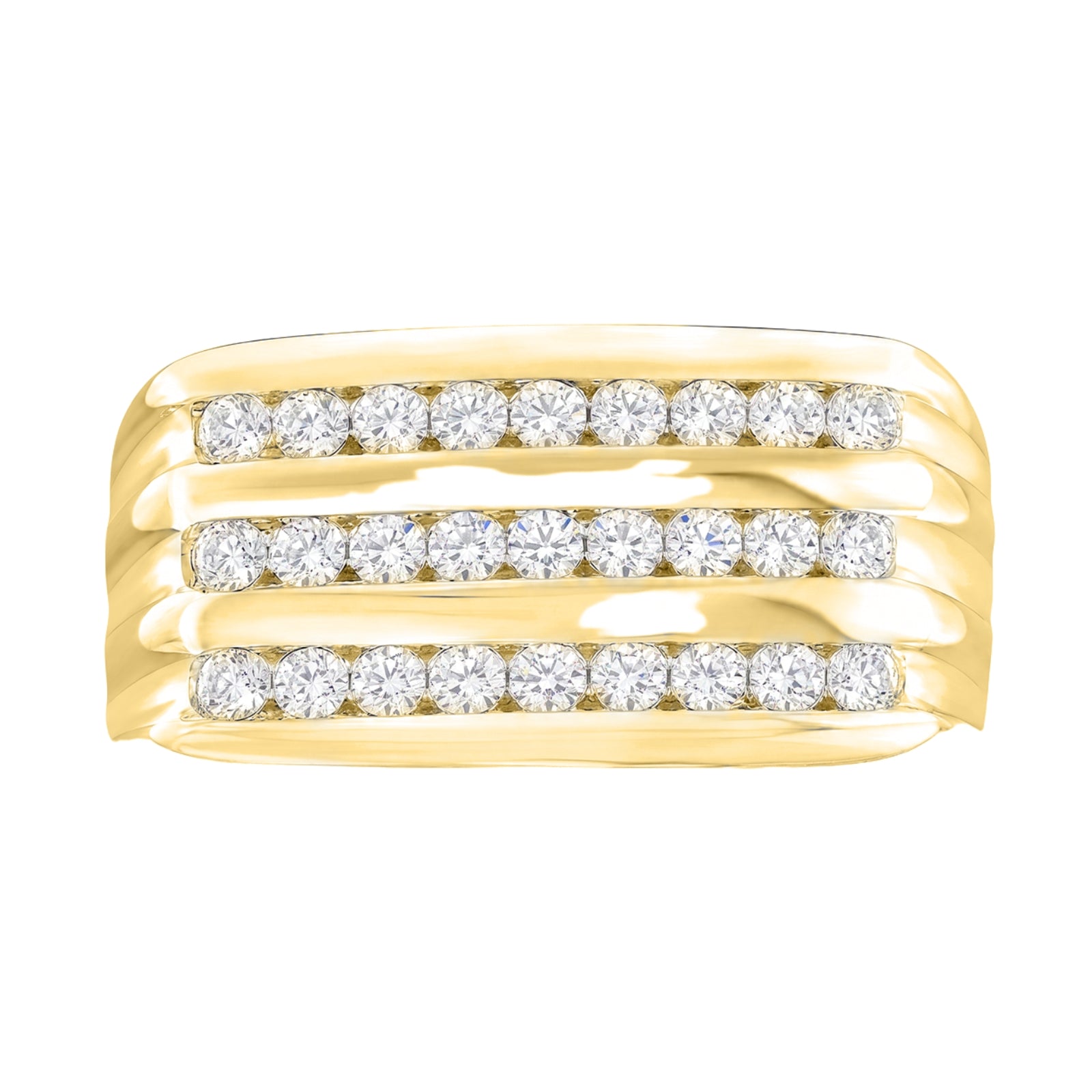 Diamonair Lab Grown Diamond (F/VS+) 1.00 carat Round cut Sterling Silver Men's Ring - Sterling Silver | Gold over Silver