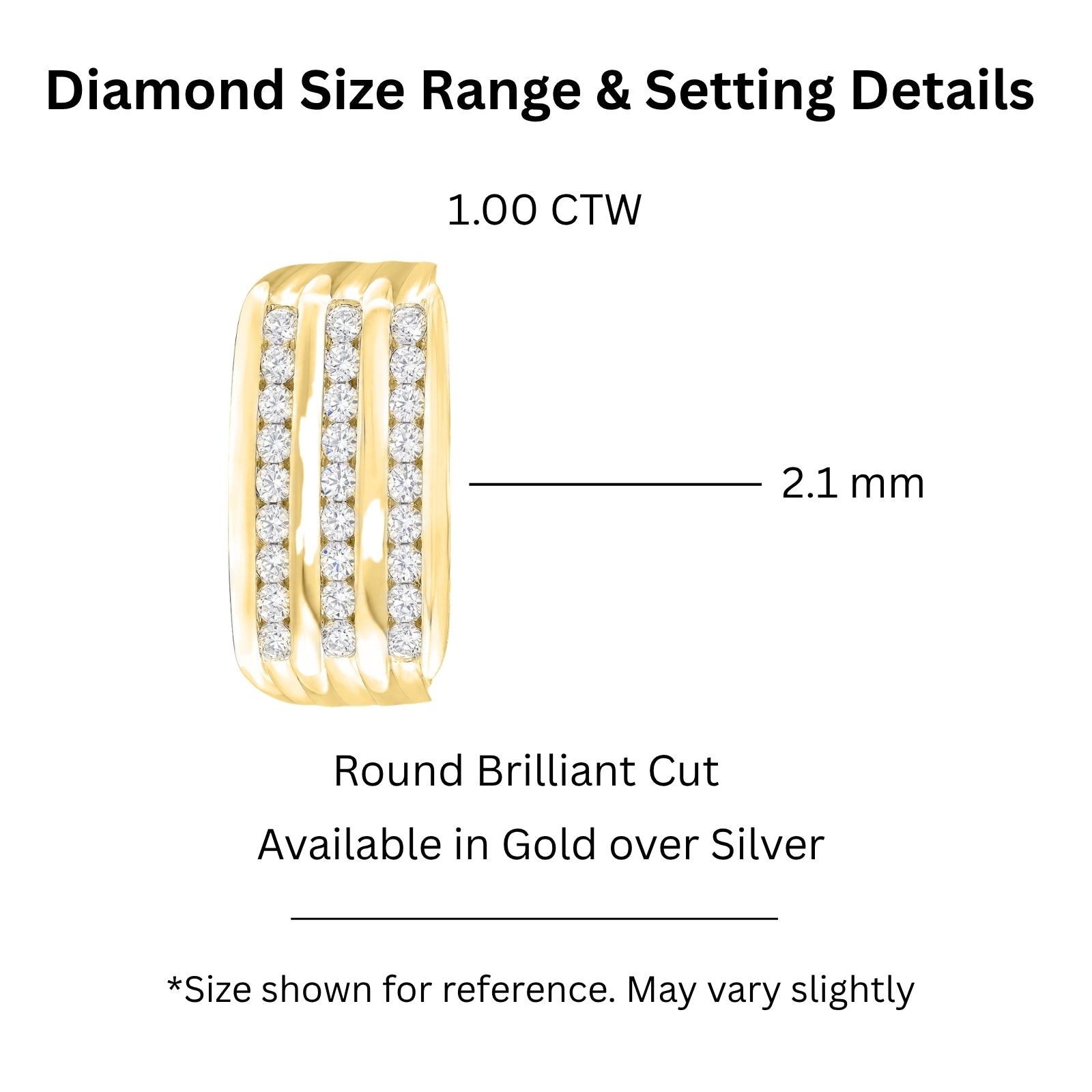 Diamonair Lab Grown Diamond (F/VS+) 1.00 carat Round cut Sterling Silver Men's Ring - Sterling Silver | Gold over Silver