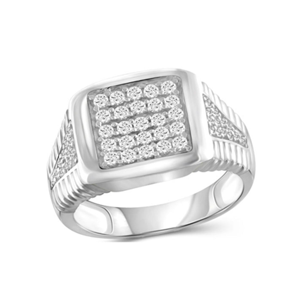 Diamonair Lab Grown Diamond (F/VS+) 1.00 carat Round cut Sterling Silver Men's Ring - Sterling Silver | Gold over Silver