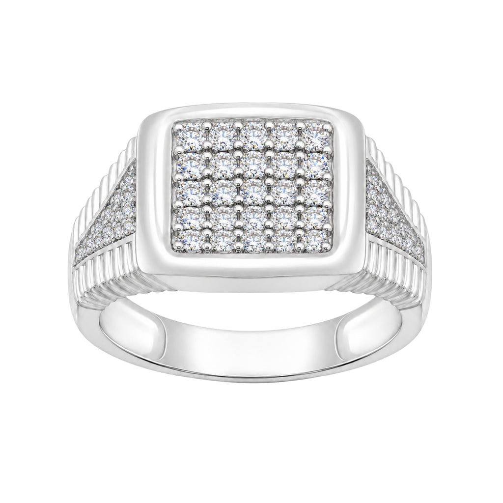 Diamonair Lab Grown Diamond (F/VS+) 1.00 carat Round cut Sterling Silver Men's Ring - Sterling Silver | Gold over Silver