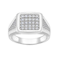 Diamonair Lab Grown Diamond (F/VS+) 1.00 carat Round cut Sterling Silver Men's Ring - Sterling Silver | Gold over Silver