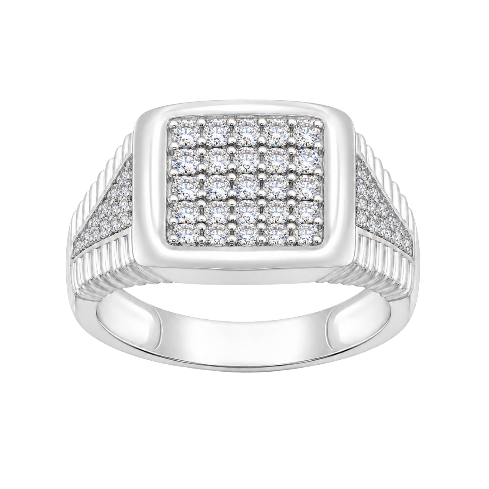 Diamonair Lab Grown Diamond (F/VS+) 1.00 carat Round cut Sterling Silver Men's Ring - Sterling Silver | Gold over Silver