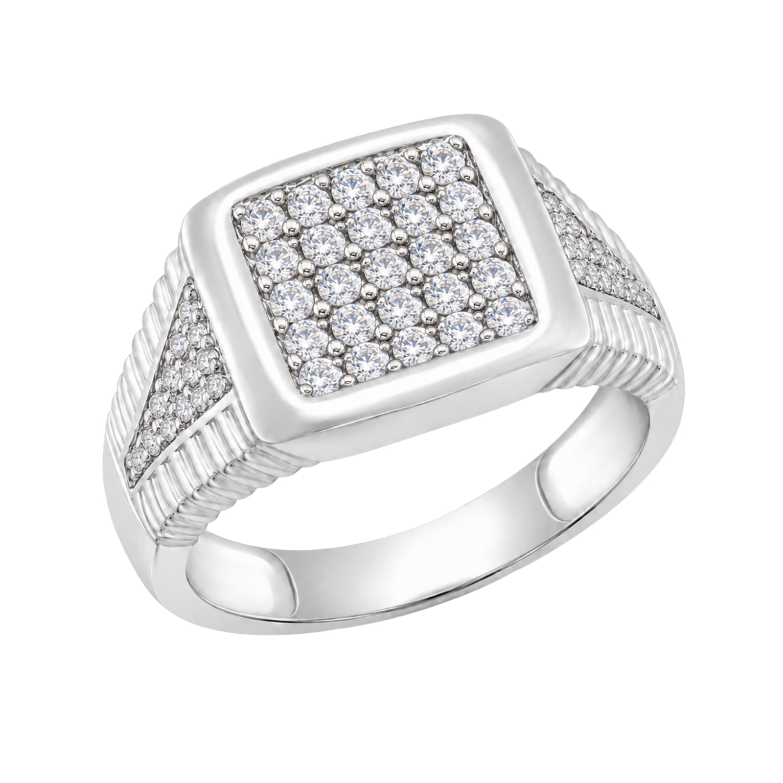 Diamonair Lab Grown Diamond (F/VS+) 1.00 carat Round cut Sterling Silver Men's Ring - Sterling Silver | Gold over Silver