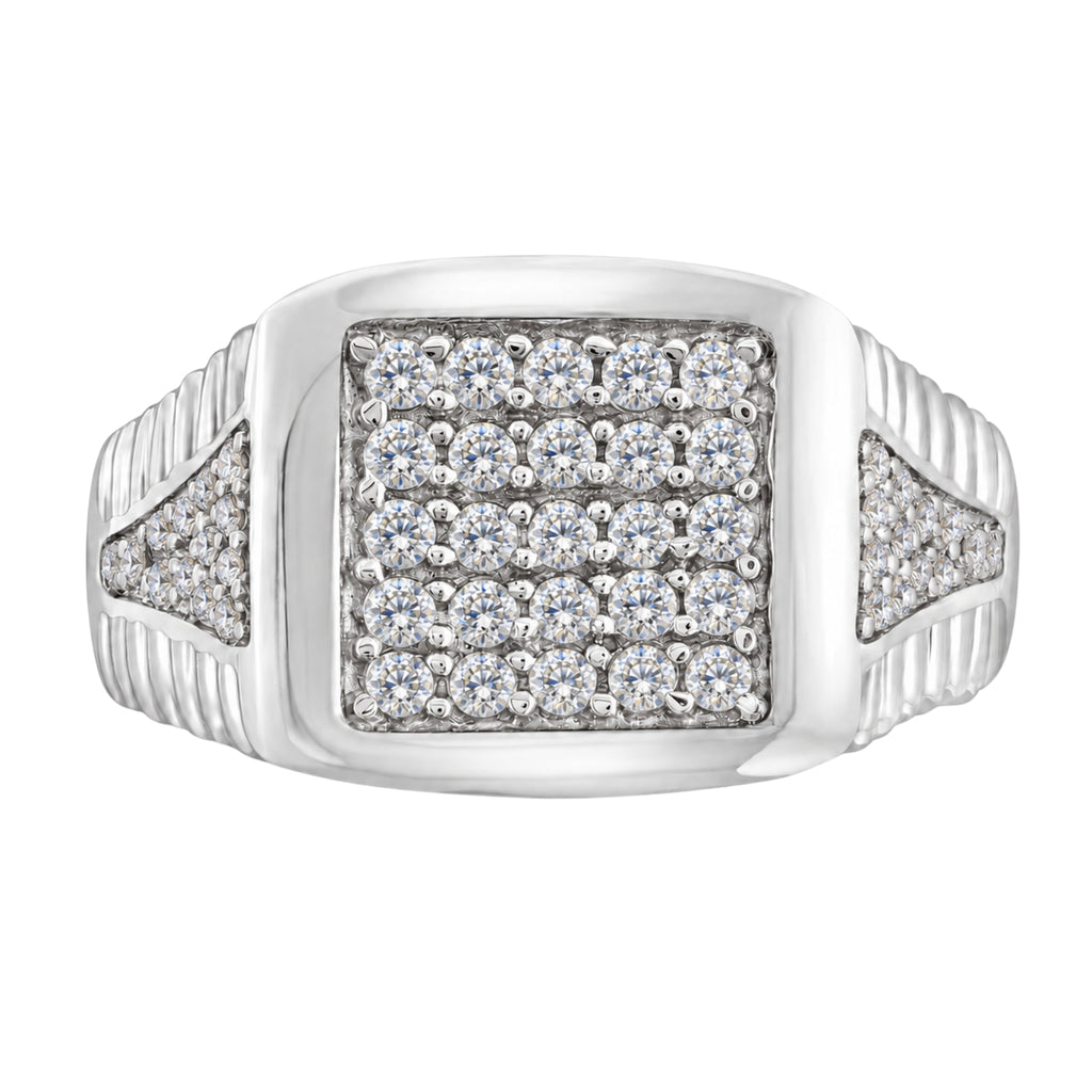 Diamonair Lab Grown Diamond (F/VS+) 1.00 carat Round cut Sterling Silver Men's Ring - Sterling Silver | Gold over Silver