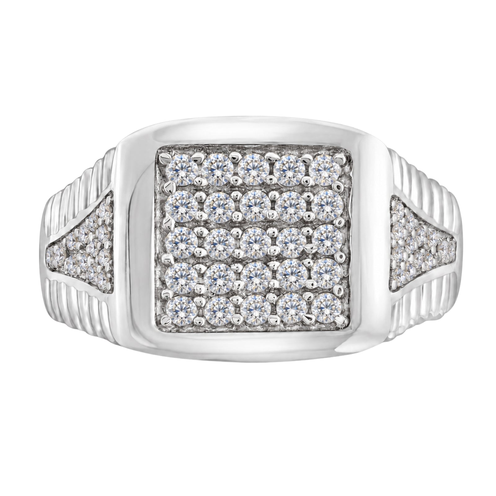 Diamonair Lab Grown Diamond (F/VS+) 1.00 carat Round cut Sterling Silver Men's Ring - Sterling Silver | Gold over Silver