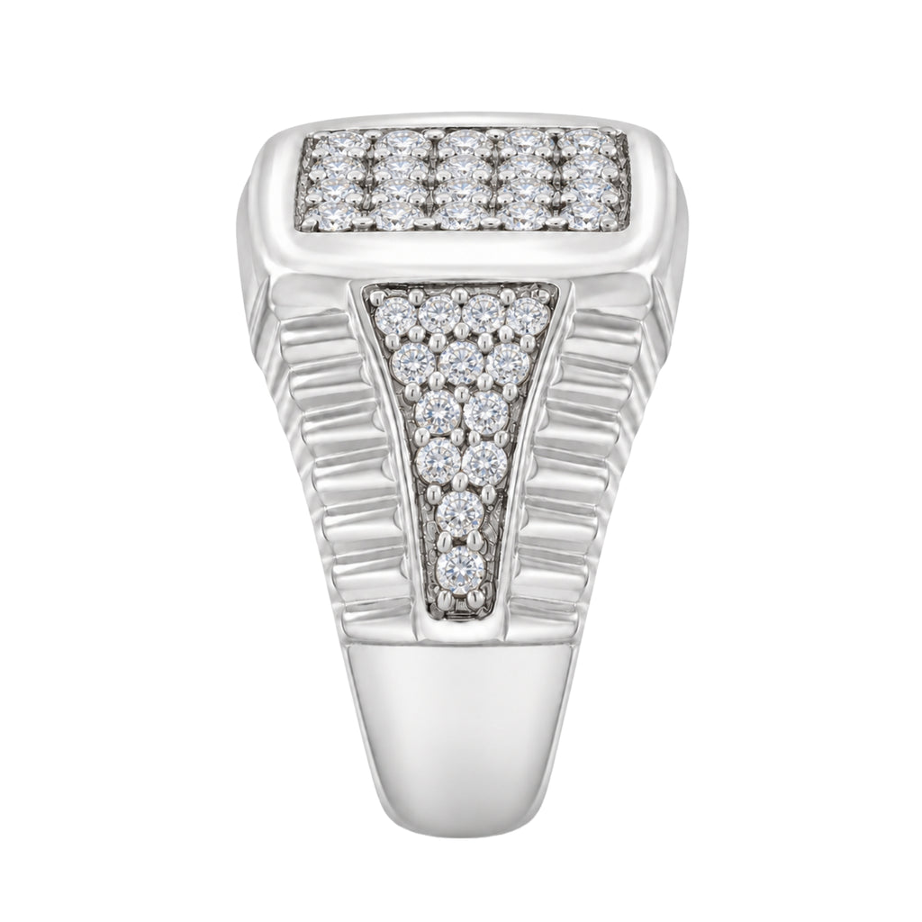 Diamonair Lab Grown Diamond (F/VS+) 1.00 carat Round cut Sterling Silver Men's Ring - Sterling Silver | Gold over Silver