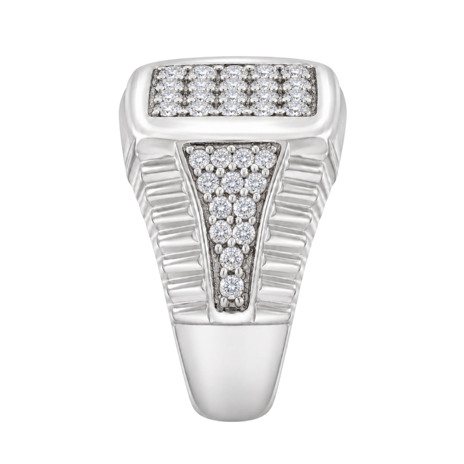 Diamonair Lab Grown Diamond (F/VS+) 1.00 carat Round cut Sterling Silver Men's Ring - Sterling Silver | Gold over Silver