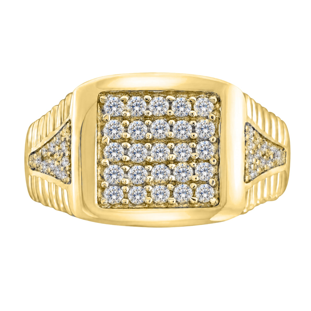Diamonair Lab Grown Diamond (F/VS+) 1.00 carat Round cut Sterling Silver Men's Ring - Sterling Silver | Gold over Silver