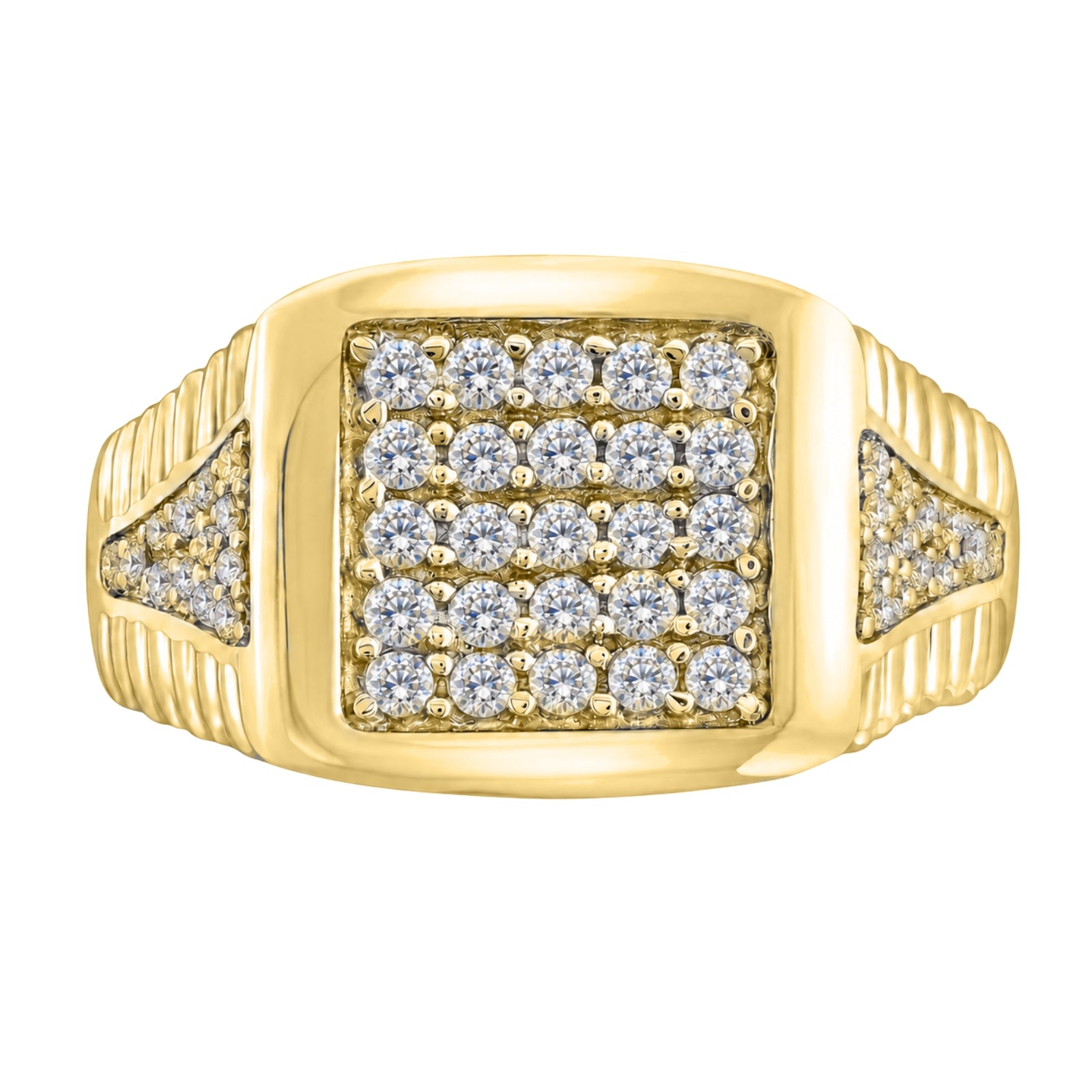 Diamonair Lab Grown Diamond (F/VS+) 1.00 carat Round cut Sterling Silver Men's Ring - Sterling Silver | Gold over Silver