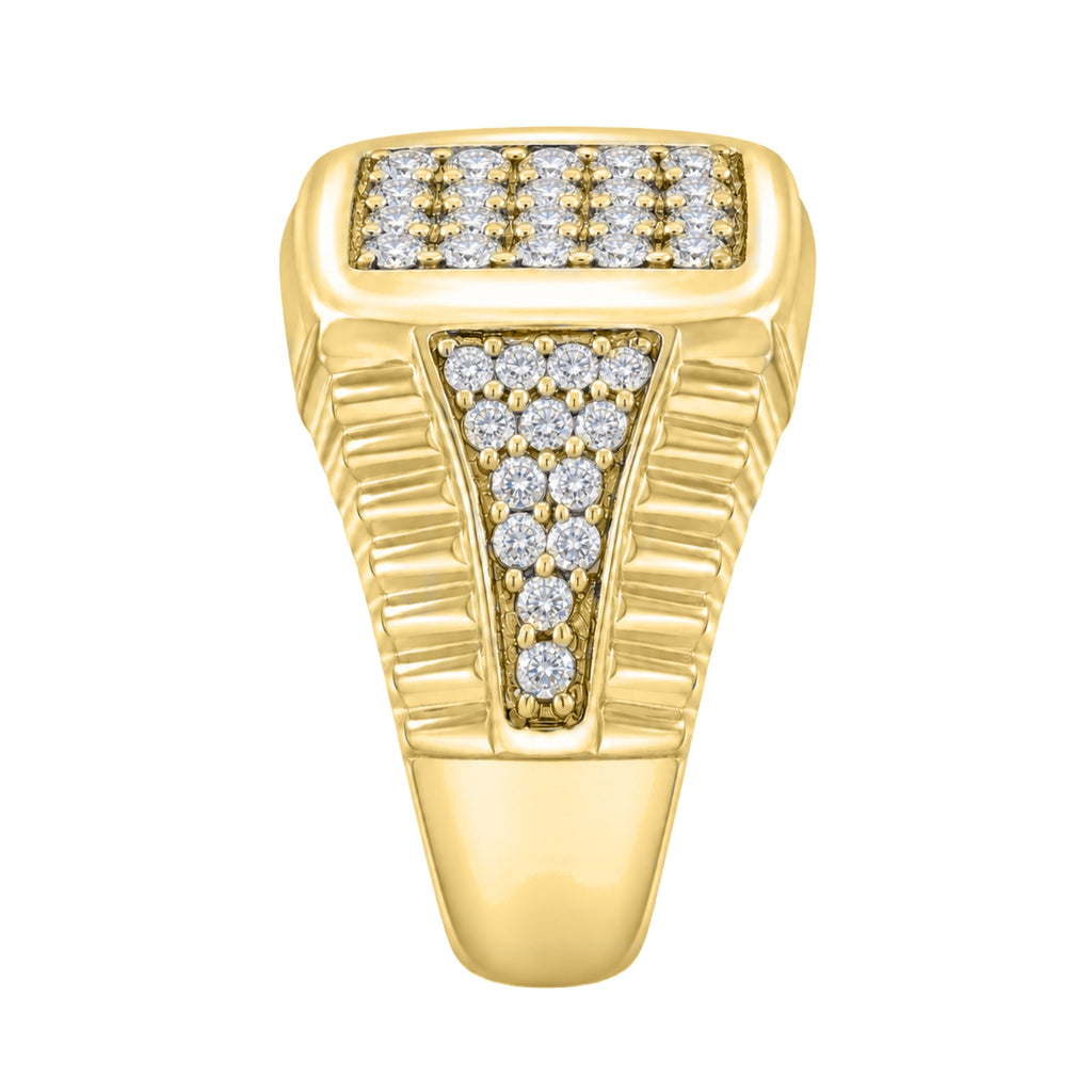 Diamonair Lab Grown Diamond (F/VS+) 1.00 carat Round cut Sterling Silver Men's Ring - Sterling Silver | Gold over Silver
