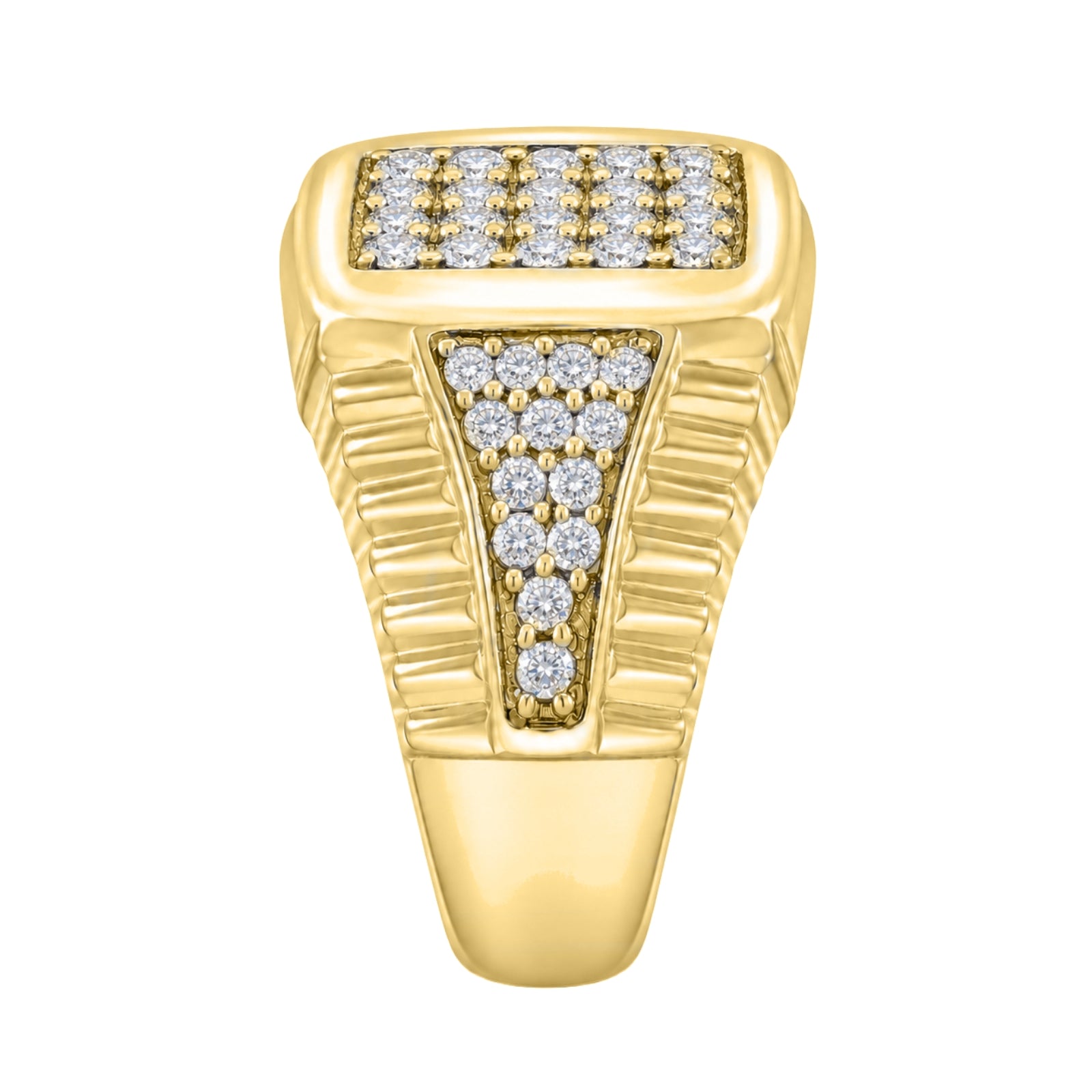 Diamonair Lab Grown Diamond (F/VS+) 1.00 carat Round cut Sterling Silver Men's Ring - Sterling Silver | Gold over Silver