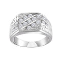 Diamonair Lab Grown Diamond (F/VS+) 1.00 carat Round cut Sterling Silver Men's Ring - Sterling Silver | Gold over Silver