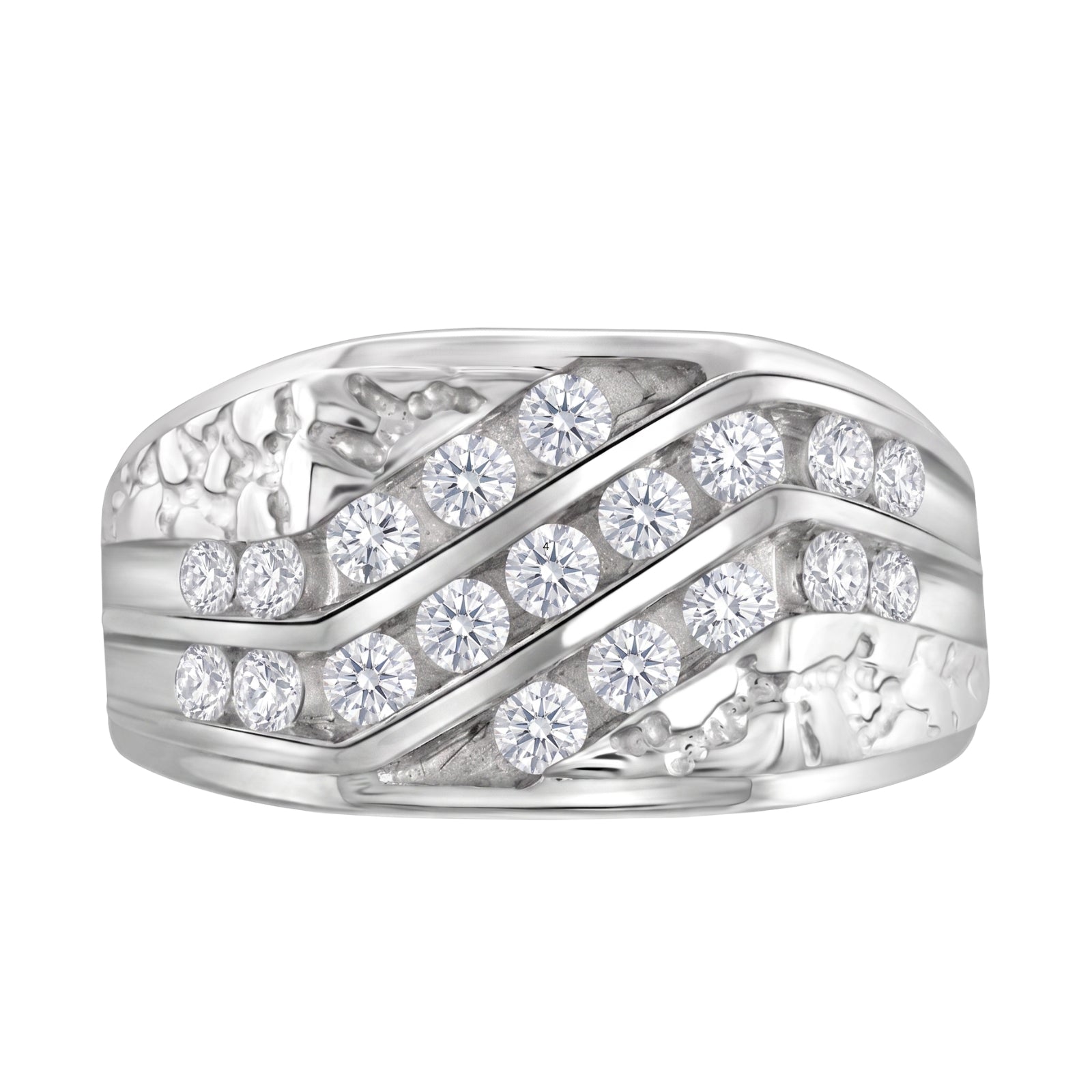Diamonair Lab Grown Diamond (F/VS+) 1.00 carat Round cut Sterling Silver Men's Ring - Sterling Silver | Gold over Silver