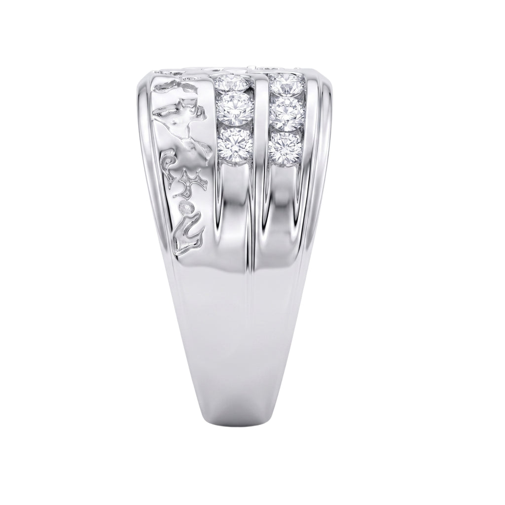 Diamonair Lab Grown Diamond (F/VS+) 1.00 carat Round cut Sterling Silver Men's Ring - Sterling Silver | Gold over Silver