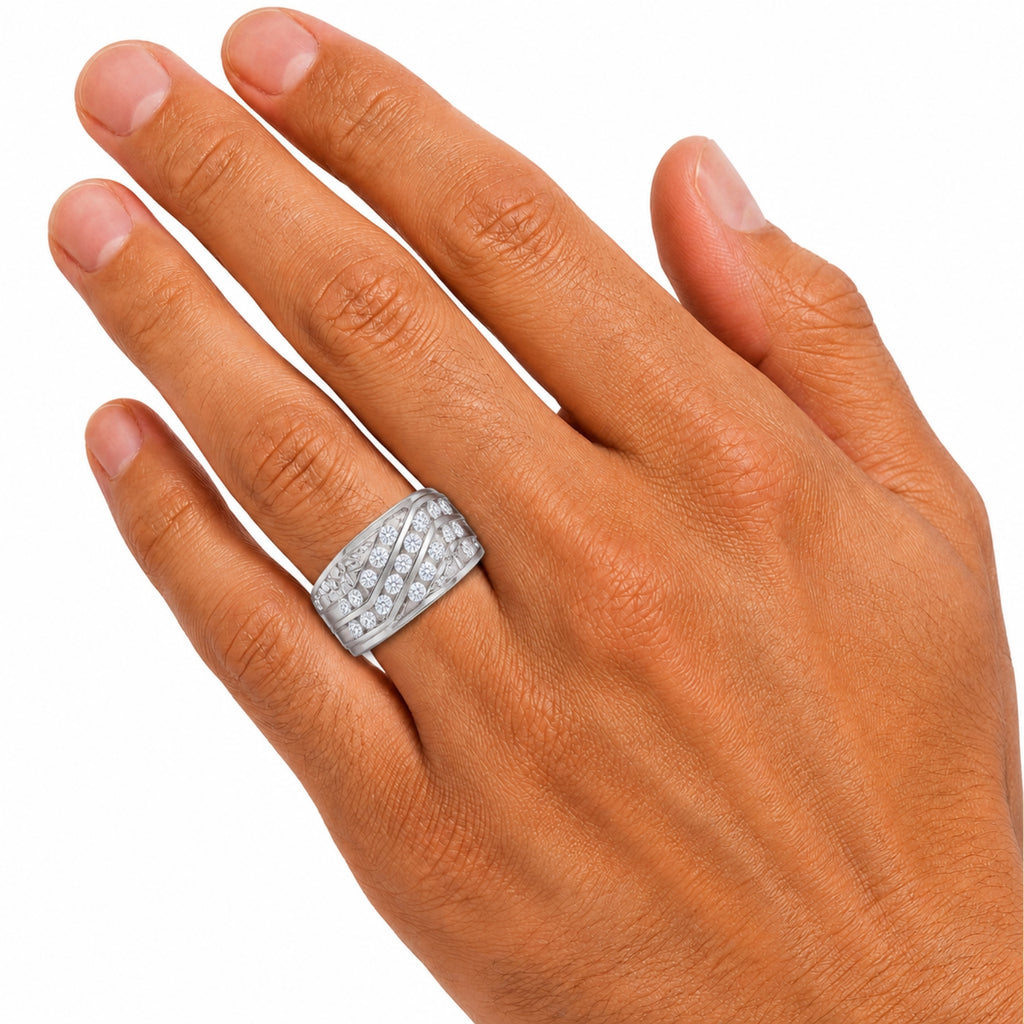Diamonair Lab Grown Diamond (F/VS+) 1.00 carat Round cut Sterling Silver Men's Ring - Sterling Silver | Gold over Silver