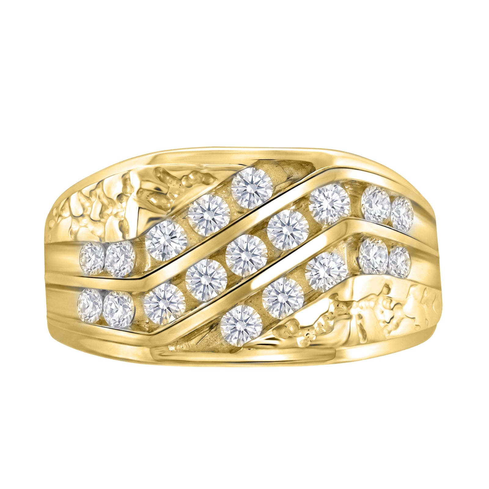 Diamonair Lab Grown Diamond (F/VS+) 1.00 carat Round cut Sterling Silver Men's Ring - Sterling Silver | Gold over Silver