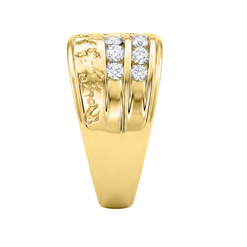 Diamonair Lab Grown Diamond (F/VS+) 1.00 carat Round cut Sterling Silver Men's Ring - Sterling Silver | Gold over Silver