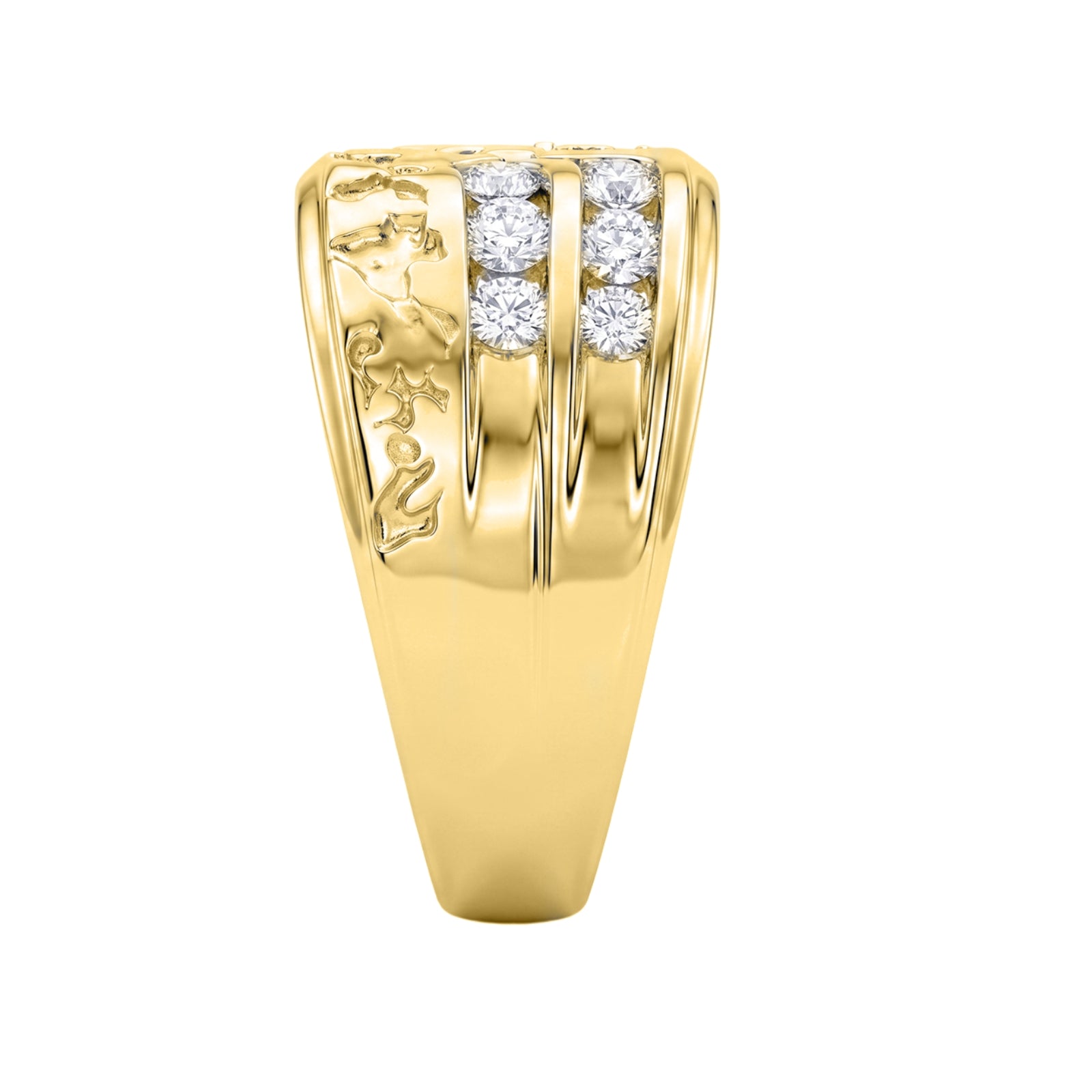 Diamonair Lab Grown Diamond (F/VS+) 1.00 carat Round cut Sterling Silver Men's Ring - Sterling Silver | Gold over Silver