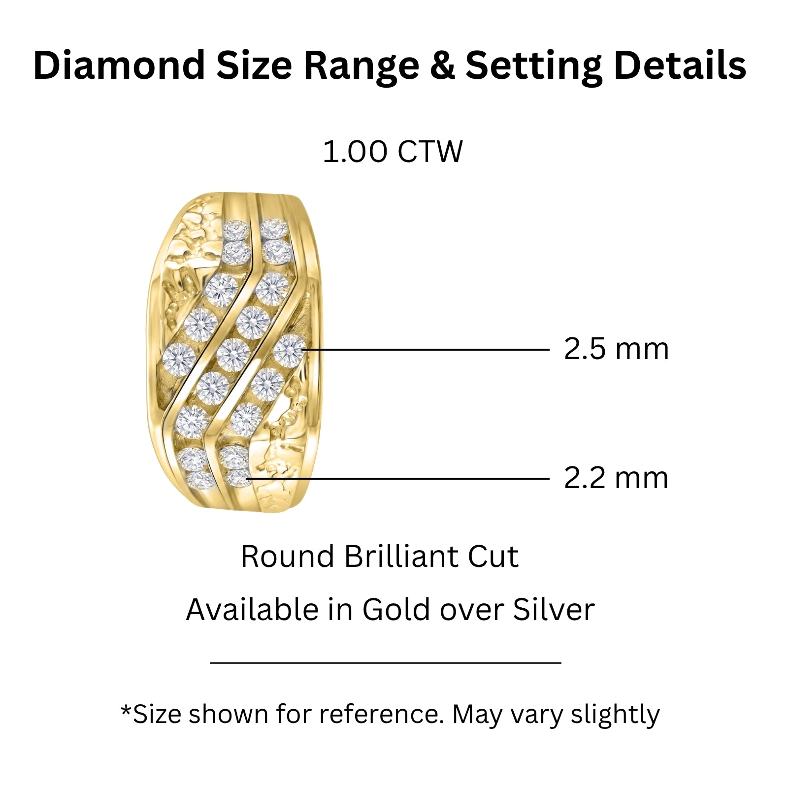 Diamonair Lab Grown Diamond (F/VS+) 1.00 carat Round cut Sterling Silver Men's Ring - Sterling Silver | Gold over Silver