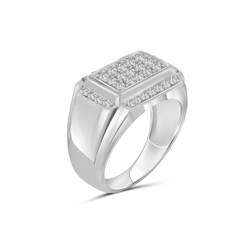 Diamonair Lab Grown Diamond (F/VS+) 1.00 carat Round cut Sterling Silver Men's Ring - Sterling Silver | Gold over Silver