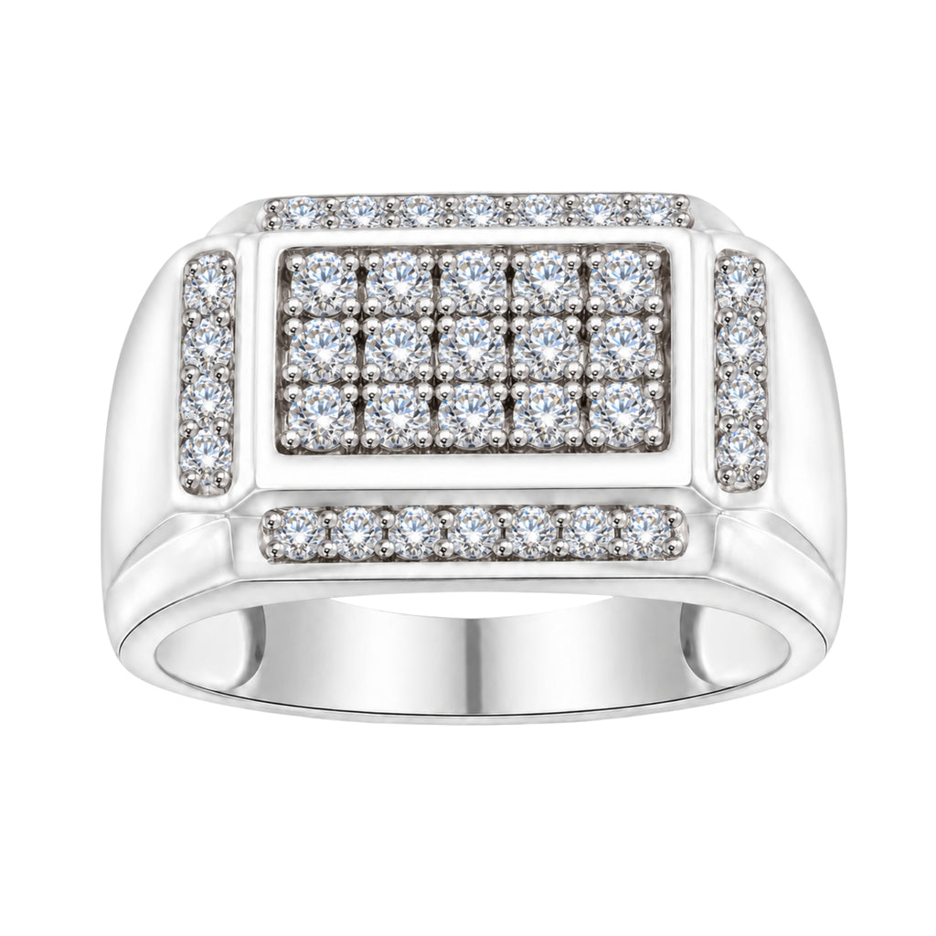 Diamonair Lab Grown Diamond (F/VS+) 1.00 carat Round cut Sterling Silver Men's Ring - Sterling Silver | Gold over Silver