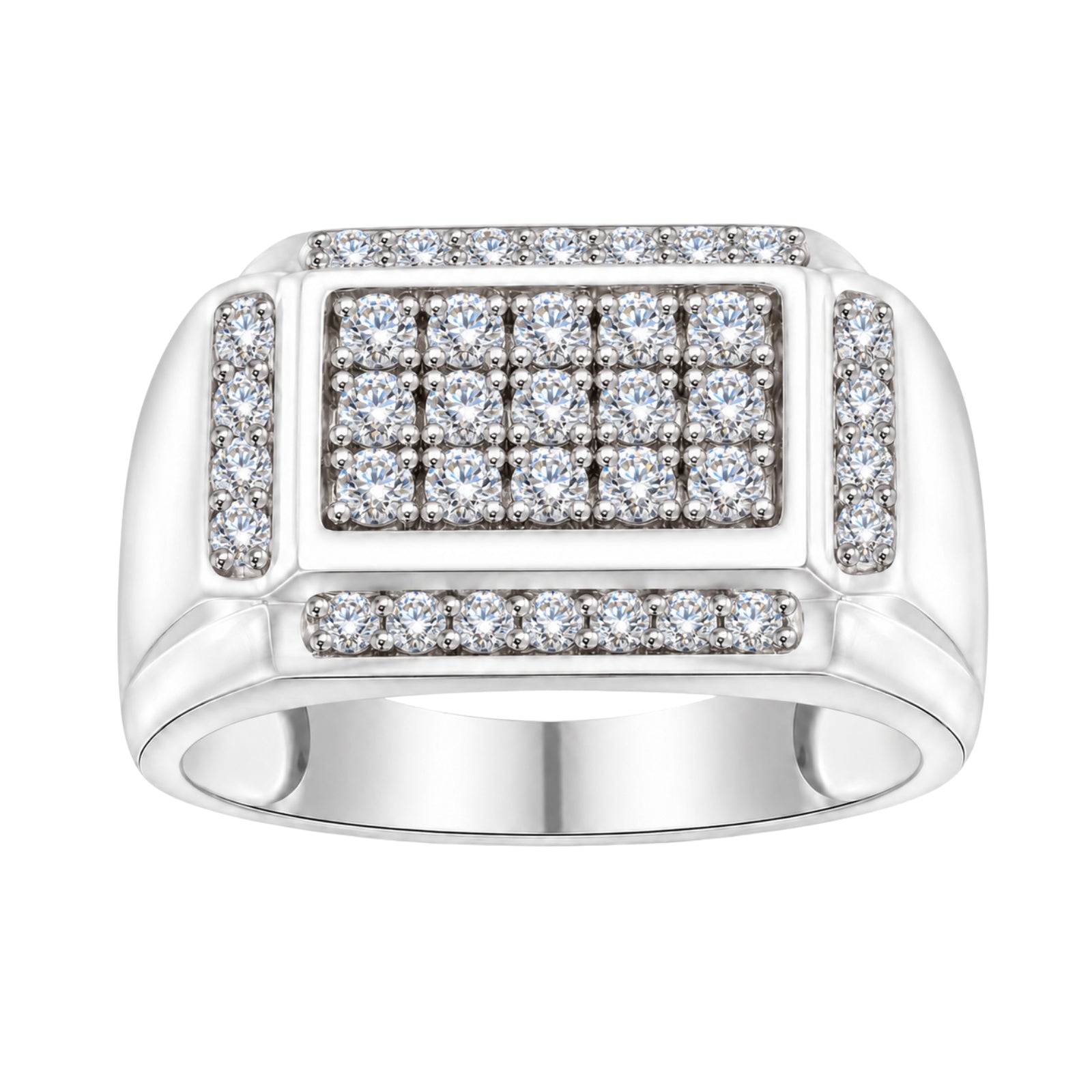 Diamonair Lab Grown Diamond (F/VS+) 1.00 carat Round cut Sterling Silver Men's Ring - Sterling Silver | Gold over Silver