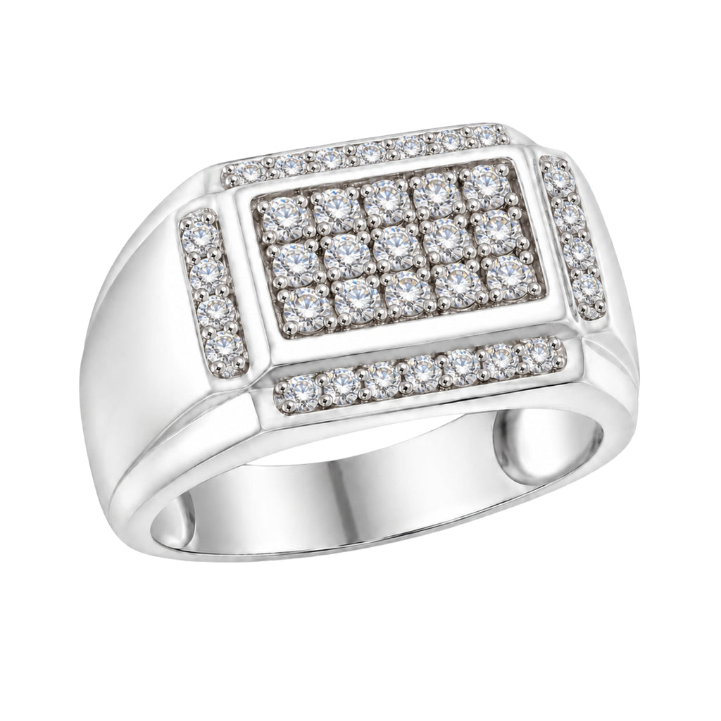 Diamonair Lab Grown Diamond (F/VS+) 1.00 carat Round cut Sterling Silver Men's Ring - Sterling Silver | Gold over Silver
