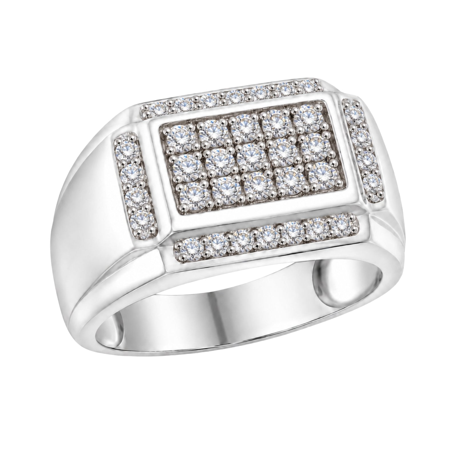 Diamonair Lab Grown Diamond (F/VS+) 1.00 carat Round cut Sterling Silver Men's Ring - Sterling Silver | Gold over Silver