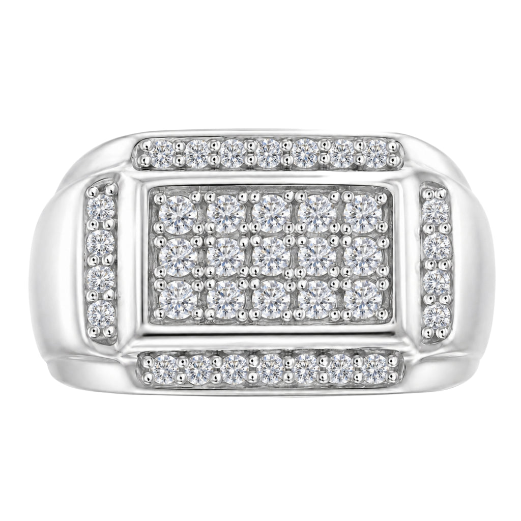 Diamonair Lab Grown Diamond (F/VS+) 1.00 carat Round cut Sterling Silver Men's Ring - Sterling Silver | Gold over Silver