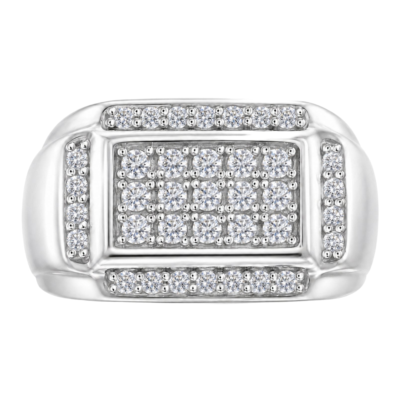 Diamonair Lab Grown Diamond (F/VS+) 1.00 carat Round cut Sterling Silver Men's Ring - Sterling Silver | Gold over Silver