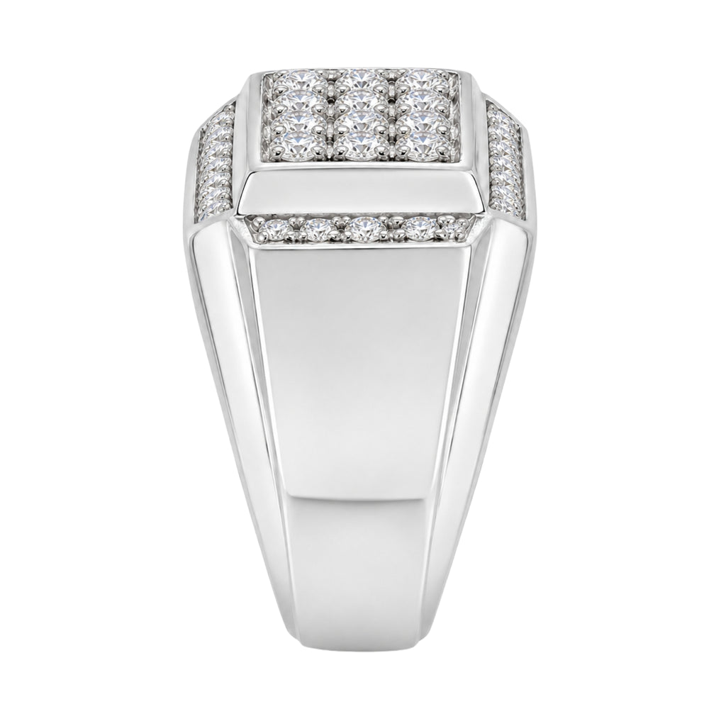 Diamonair Lab Grown Diamond (F/VS+) 1.00 carat Round cut Sterling Silver Men's Ring - Sterling Silver | Gold over Silver