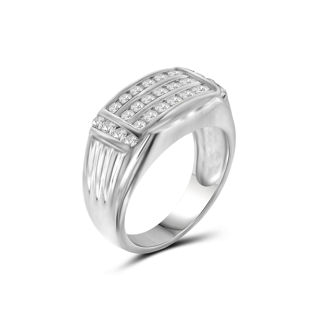 Diamonair Lab Grown Diamond (F/VS+) 1.00 carat Round cut Sterling Silver Men's Ring - Sterling Silver | Gold over Silver