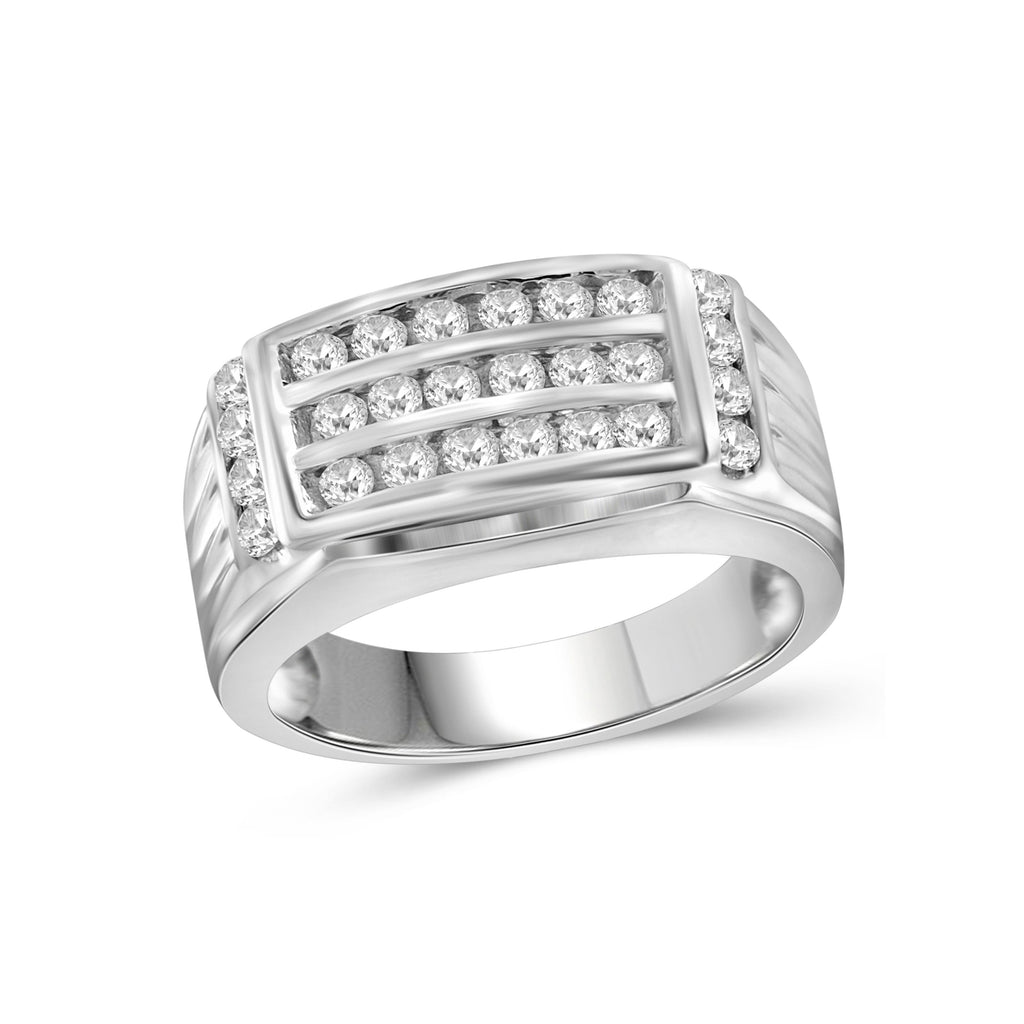 Diamonair Lab Grown Diamond (F/VS+) 1.00 carat Round cut Sterling Silver Men's Ring - Sterling Silver | Gold over Silver