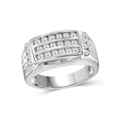 Diamonair Lab Grown Diamond (F/VS+) 1.00 carat Round cut Sterling Silver Men's Ring - Sterling Silver | Gold over Silver