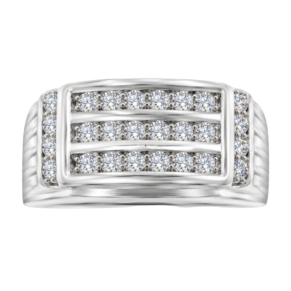Diamonair Lab Grown Diamond (F/VS+) 1.00 carat Round cut Sterling Silver Men's Ring - Sterling Silver | Gold over Silver