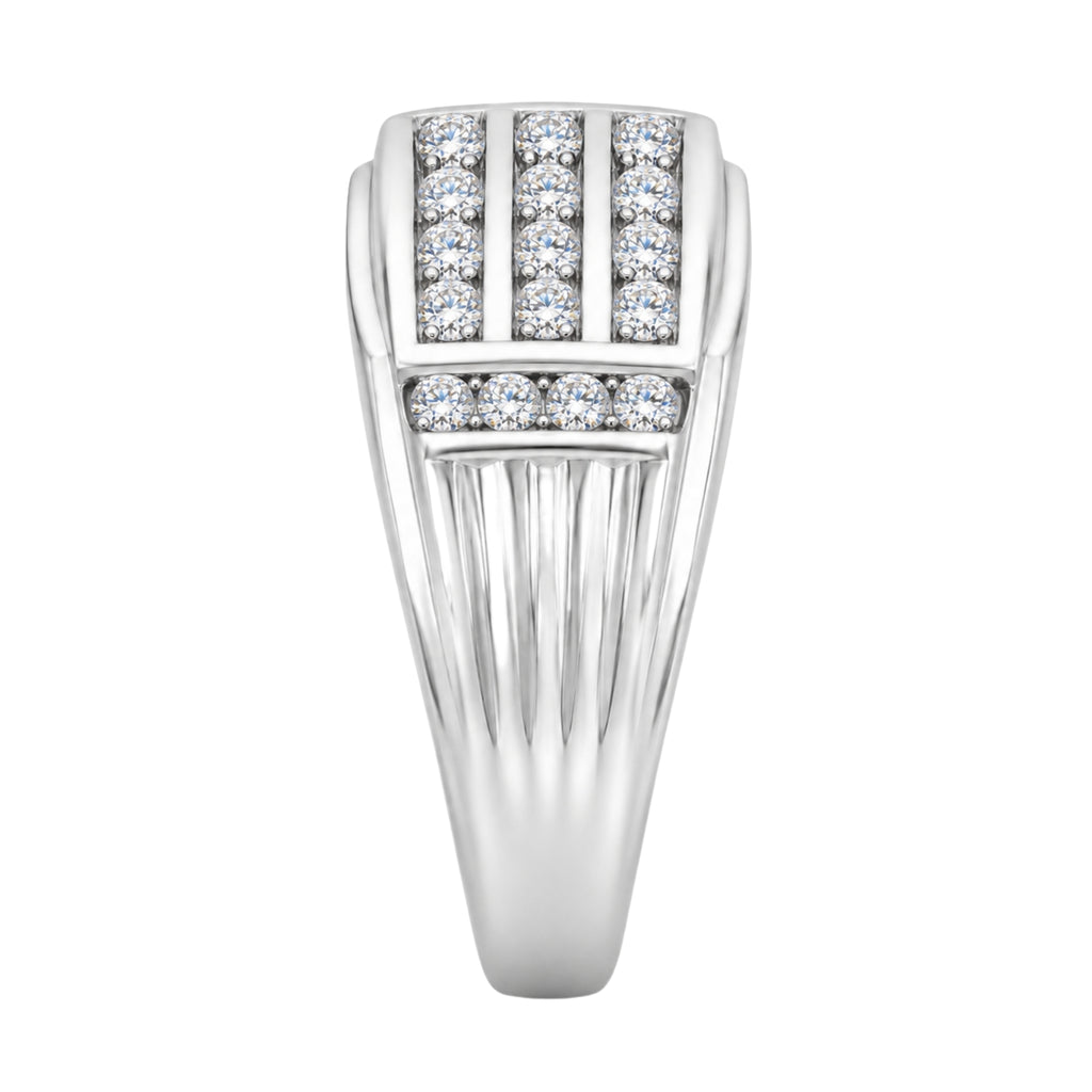 Diamonair Lab Grown Diamond (F/VS+) 1.00 carat Round cut Sterling Silver Men's Ring - Sterling Silver | Gold over Silver