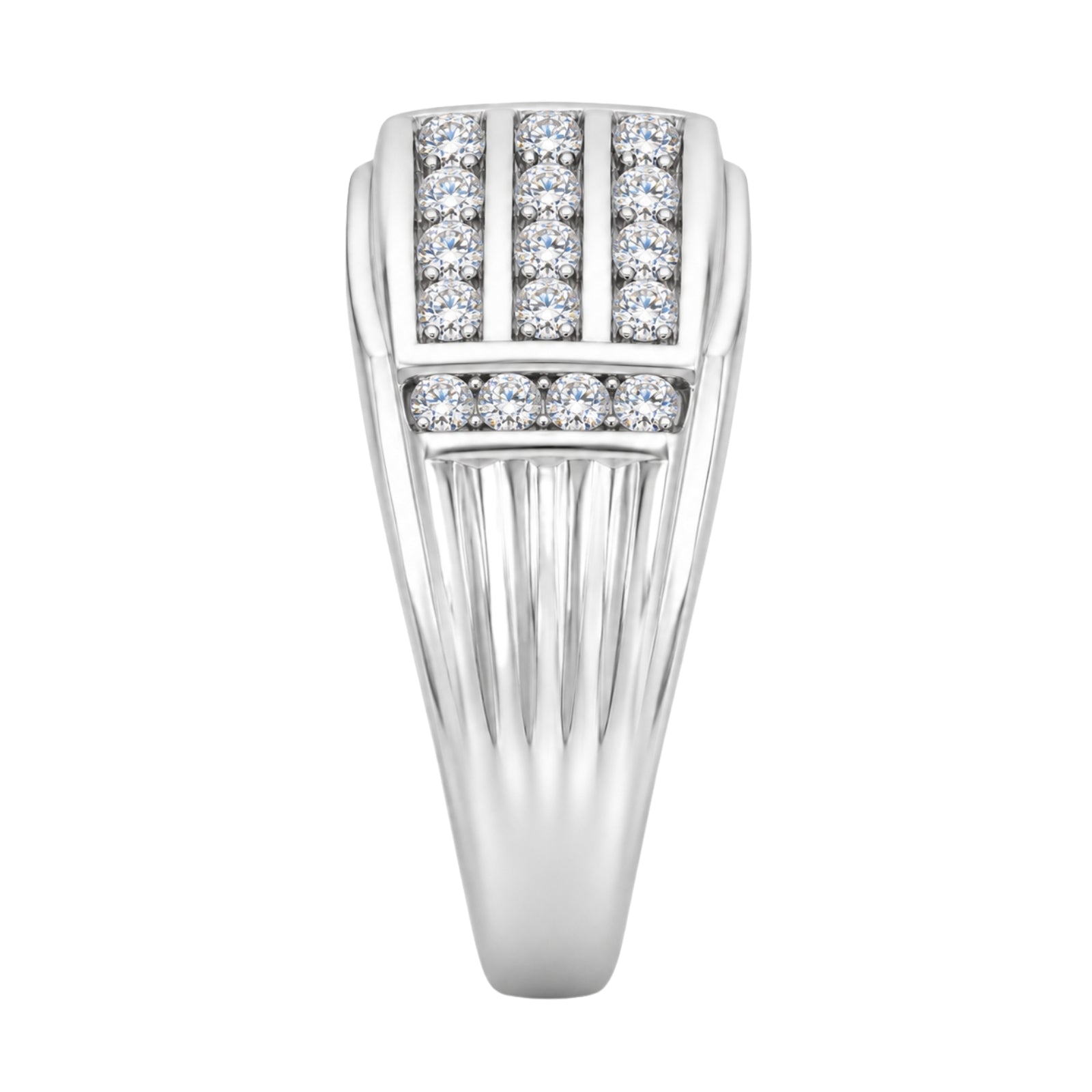Diamonair Lab Grown Diamond (F/VS+) 1.00 carat Round cut Sterling Silver Men's Ring - Sterling Silver | Gold over Silver
