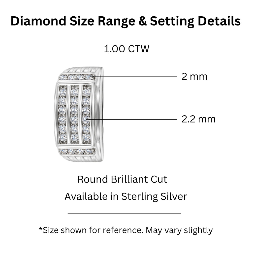 Diamonair Lab Grown Diamond (F/VS+) 1.00 carat Round cut Sterling Silver Men's Ring - Sterling Silver | Gold over Silver