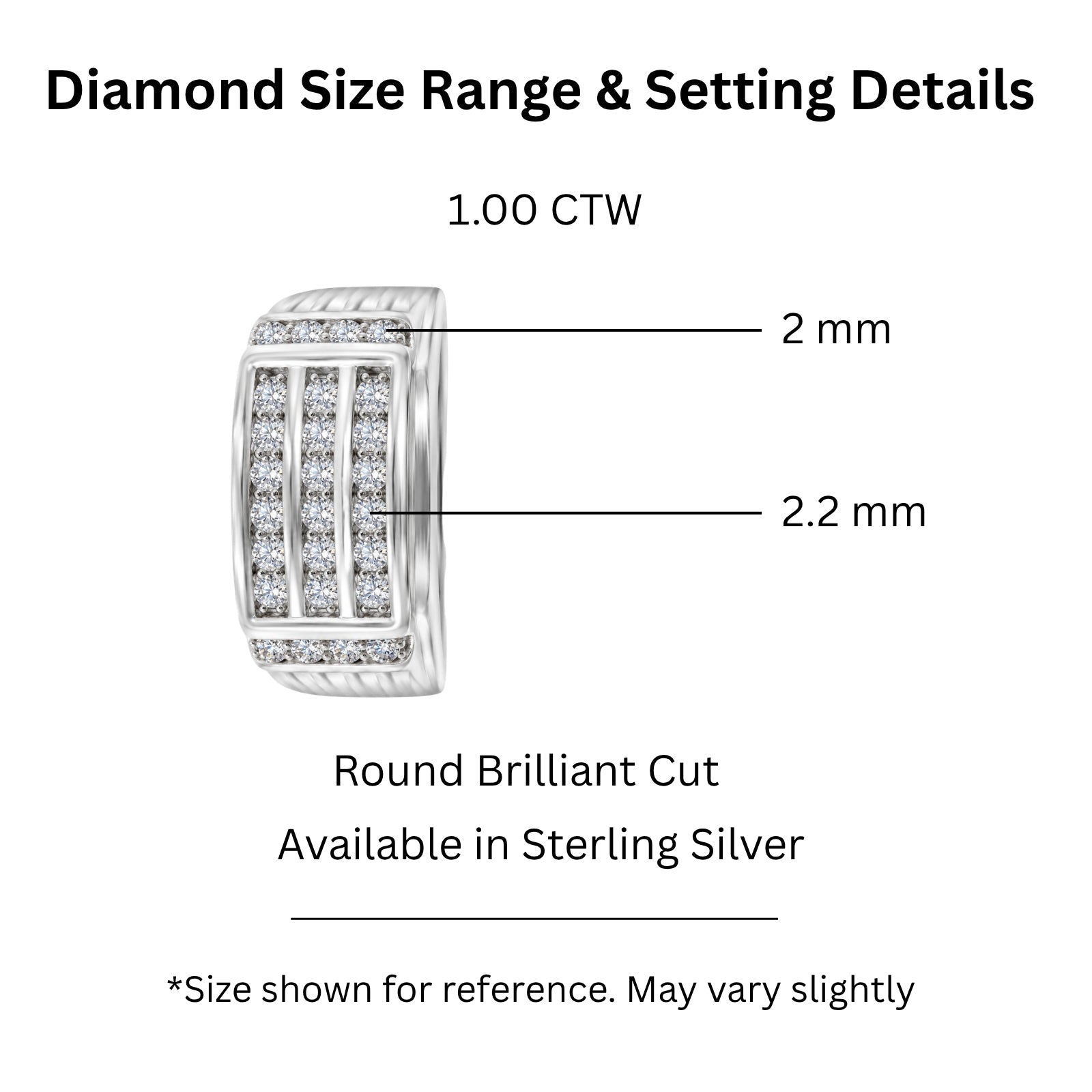 Diamonair Lab Grown Diamond (F/VS+) 1.00 carat Round cut Sterling Silver Men's Ring - Sterling Silver | Gold over Silver