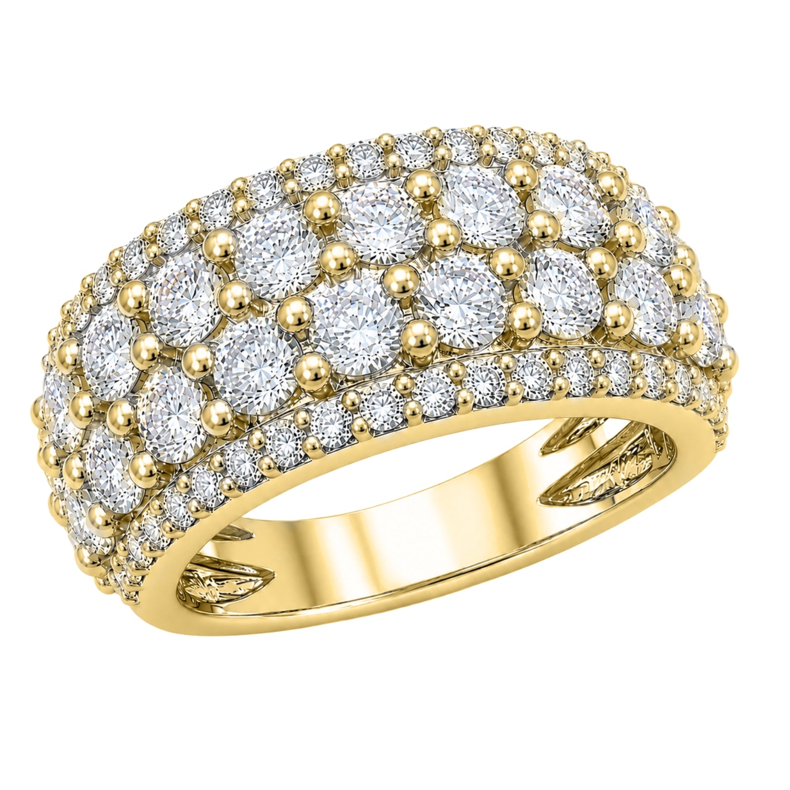 Diamonair Lab Grown Diamond (F/VS+) 3.00 carat Round cut Sterling Silver Statement Ring - Sterling Silver | Gold over Silver
