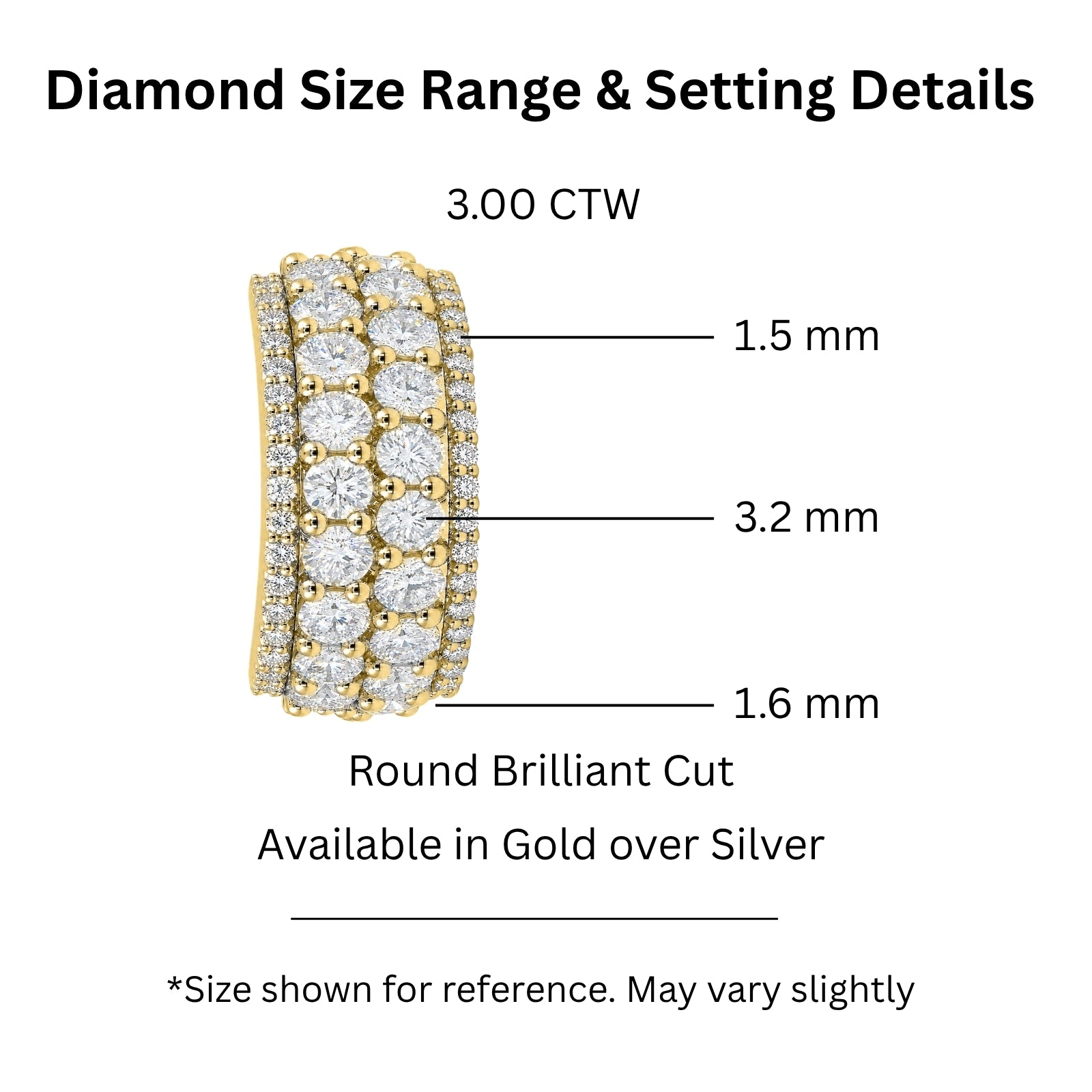 Diamonair Lab Grown Diamond (F/VS+) 3.00 carat Round cut Sterling Silver Statement Ring - Sterling Silver | Gold over Silver
