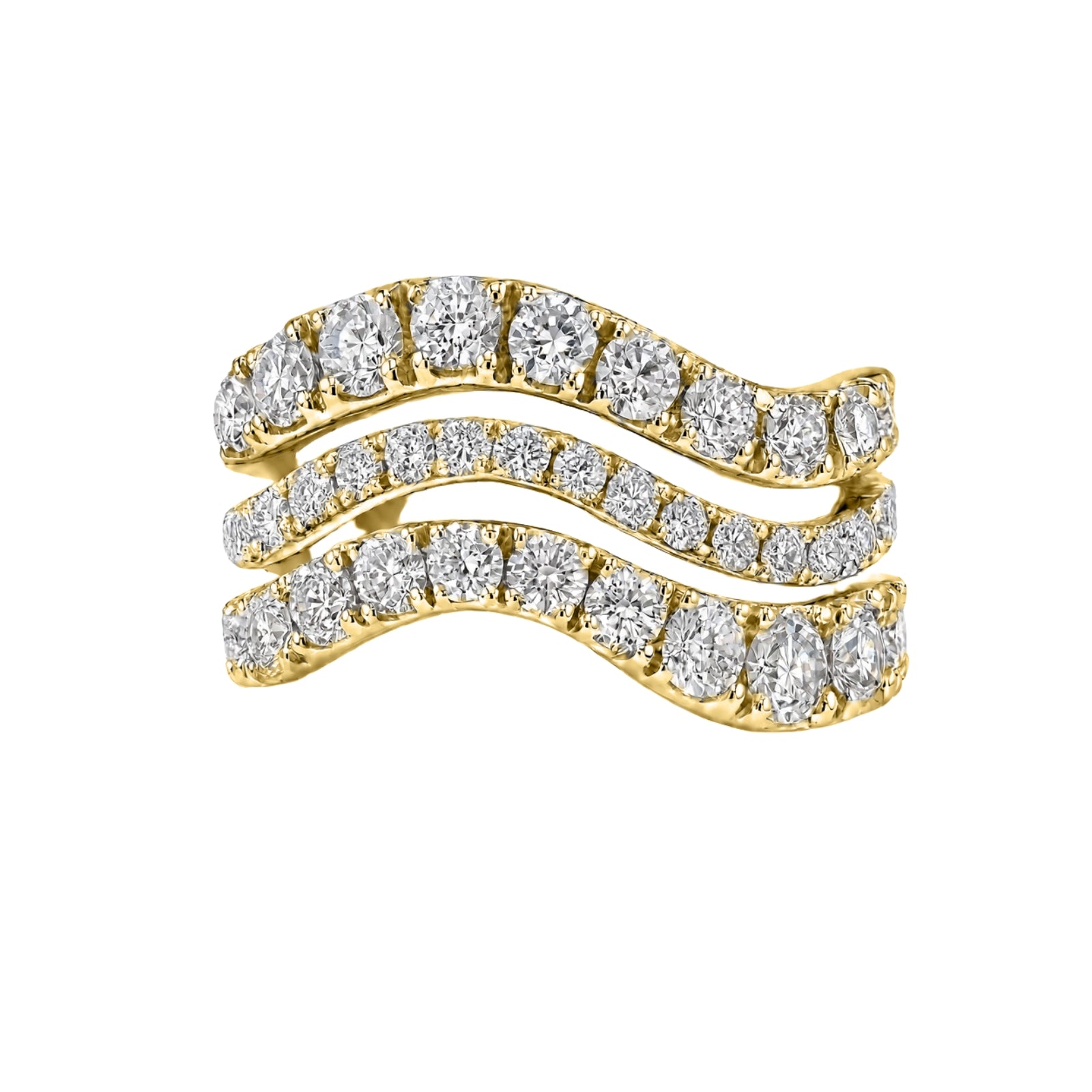 Diamonair Lab Grown Diamond (F/VS+) 3.00 carat Round cut Sterling Silver Statement Ring - Sterling Silver | Gold over Silver